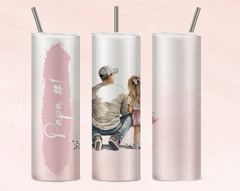 Tumbler Fetes Des Peres | Fathers Day Sublimation PNG | Tumbler Francais | Dessins Québec Sublimation | Father Daughter Tumbler