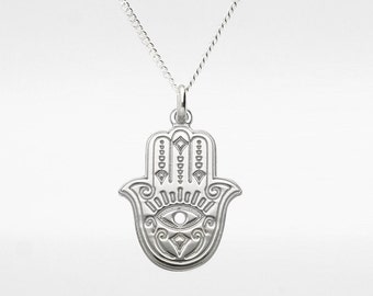 Hamsa Hand Necklace / Hamsa Hand Pendant / Hamsa Logo / Sterling Silver / Spiritual Jewellery / Spiritualism / Spirituality / hamsas