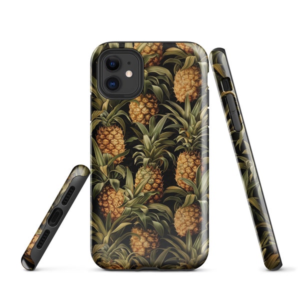 Pineapples, iPhone Case, Exotic Nature, Fruit Lovers, Artistic Design, Made to Order, Impact Resistant, Dual Layer Case, TPU Liner
