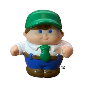 Little Tikes Figure Chunky Boy Student with Green Hat and Tie Vintage Toy Replacement Parts