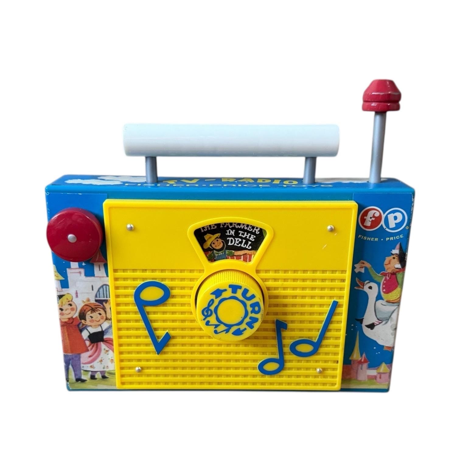 Vintage Fisher Price Little People Wind-up Music Box TV Radio #166