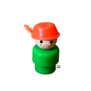 Fisher Price Little People Figure Green  Boy with Red Pan Freckles Vintage Toy Play Family School Bus Playground Replacement Parts