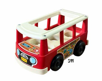 Vintage Fisher Price Little People Mini Bus 1969 Made in USA