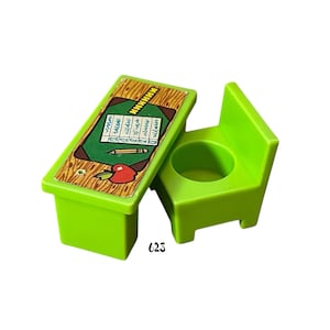 Fisher Price Little People Lime Green Teacher Desk and Chair Set with Litho Apple Pencils Vintage Toy Play Family School Replacement Parts