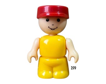 Vintage Playskool Playmates Figure | Boy in Yellow with Red Hat