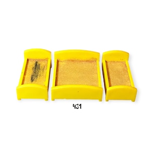 Fisher Price Little People 3pc Yellow Double and Single Bed Twin Bedroom Vintage Toy Play Family House Neighborhood Replacement Parts