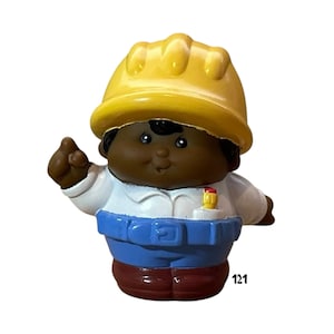 Little Tikes Figure Chunky African American Boy Construction Worker with Hard Hat Vintage Toy Replacement Parts