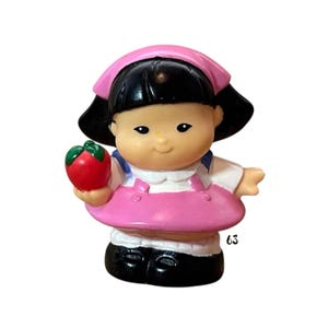 Vintage Fisher Price Little People Sonya Lee with Apple – School Bus Figure (2001)