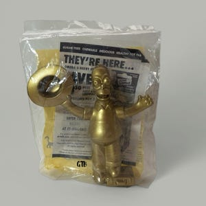 Simpsons Movie Toy – Golden Homer with Donut – Burger King 2007 Figure – Fast Food Collectible – New Sealed