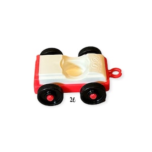 Fisher Price Little People White Red 1-Seat Tow Car Vehicle with Hitch Vintage Toy Play Family Boat Trailer Camper Replacement Parts