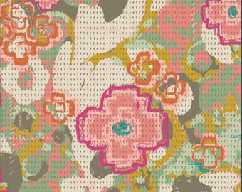 KNIT 1.5 Yards Floral Fabric Flowers Everywhere by AGF 95% Cotton 5 Spandex Stretch Jersey