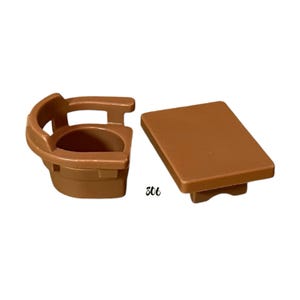 Fisher Price Little People 2pc Brown Coffee Table and Captain Chair Vintage Toy Play Family House Sesame Street Airport Replacement Parts