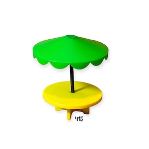 Fisher Price Little People Yellow Patio Round Table with Lime Green Umbrella Vintage Toy Play Family Outdoor Pop-Up Camper Replacement Parts