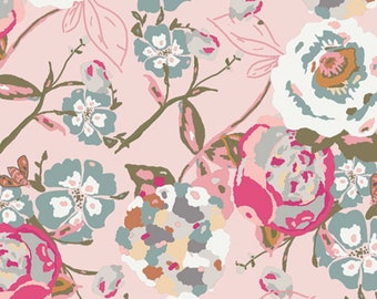 KNIT Floral Fabric Garden Rocket Bachelorette by AGF 95% Cotton 5 Spandex Stretch Jersey Art Gallery Fabrics Sold by the Yard