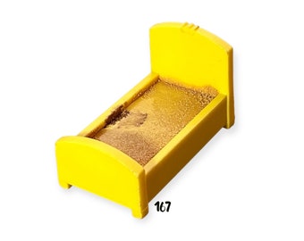 Fisher Price Little People Yellow Single Bed Full Twin Size for Prince Princess Vintage Toy Play Family Royal Castle Replacement Parts
