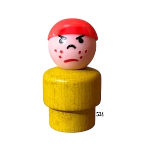 Vintage Fisher Price Little People Angry Boy | Yellow Wood Figure 1970s Replacement Toy