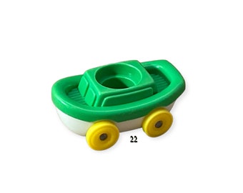 Illco Walt Disney Green Wagon 1-Seat fits Little People Yellow Wheels Roll Vintage Toy Replacement Parts