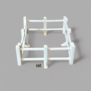 Vintage Fisher Price Little People White Fence – Wood Grain Farm Accessory – Fits #2501 Farm Sets (1986–1994)