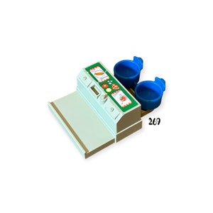Fisher Price Little People Gray Lunch Counter with Lithograph and Two Blue Seats Vintage Toy Play Family Sesame Street Replacement Parts