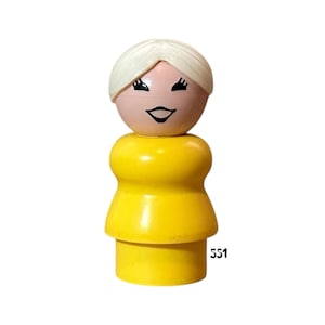 Vintage Fisher Price Little People Farm Mom | Yellow Body White Hair Bun 1960s–70s Replacement Figure (#915 Farm, Barn)