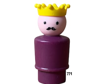 Vintage Fisher Price Little People King | Purple Body, Yellow Crown | Exclusive to #993 Castle (1970s)