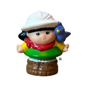 Fisher Price Little People 2001 Figure Zookeeper Sonya Lee Girl with Blue Bird Vintage Toy Farm Zoo Replacement Parts