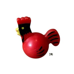 Vintage Fisher Price Little People Rooster | Red Farm Chicken Animal Figure | Fits #915 Farm, #2501 Barn, Play Family Sets