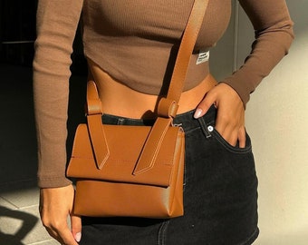 Leather Crossbody Bag for Women / Small Leather Handbag Womens / Vegan Leather Shoulder Purse / Casual crossbody bag