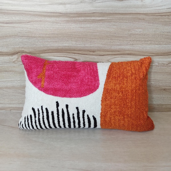 Handgemachter Aari gestickter Boho Kissenbezug: Rosa, Orange Kissenbezug