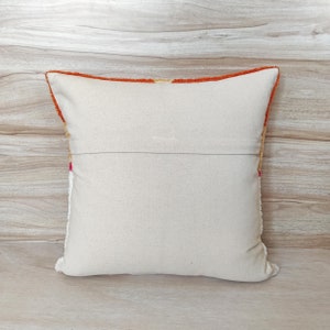 Rust Orange Blue Aari Embroidered Handmade Cushion Cover Decorative Textured Boho 16x16, 18x18, 20x20 Throw Pillow Cover image 5