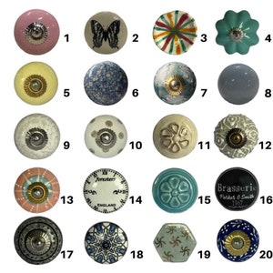 Ceramic Knobs, Colorful Hand Painted Drawer Pulls