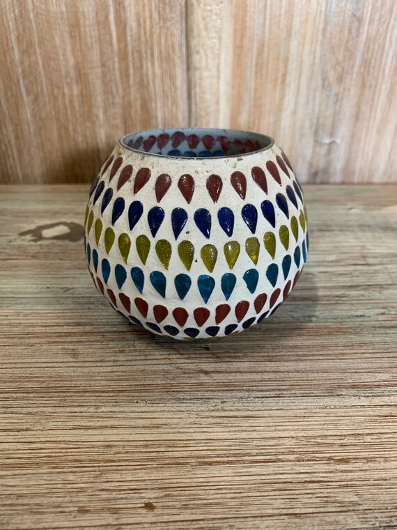 Colorful Glass Bowl Candle Holder Etsy