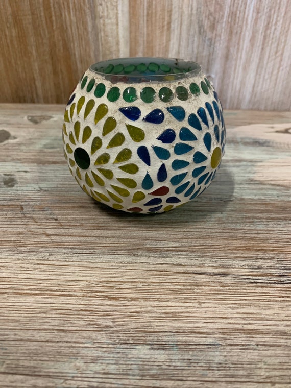 Colorful Glass Bowl Candle Holder Etsy