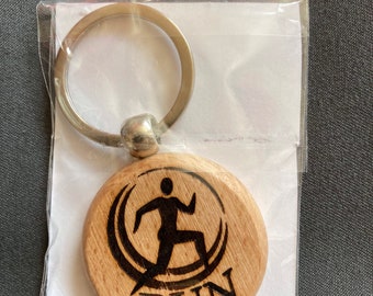Running key ring. Made from beautiful beechwood, with my own logo