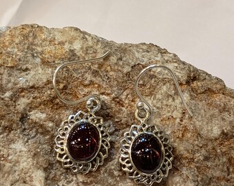 Garnet Earrings, 925 Sterling Silver Garnet Earrings, Boho Garnet Earrings, Pear Shape Red Gemstone, Handmade Earrings, Sister Gift For Her