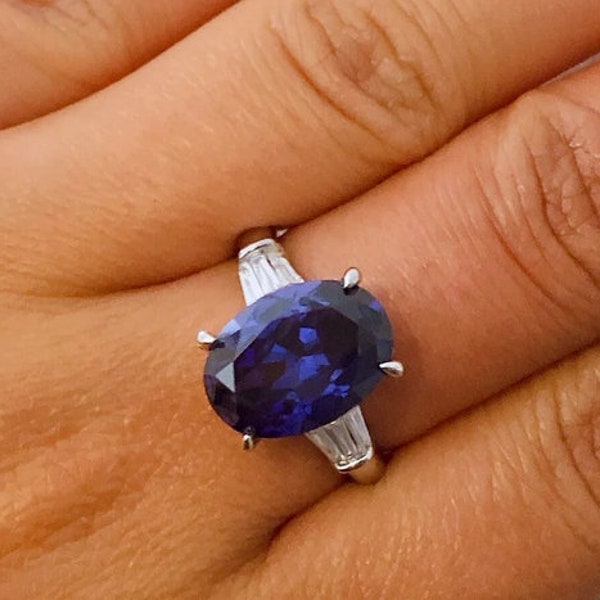 Natural Tanzanite Ring, Blue Statement Ring, 925 Sterling Silver, Handmade Gemstone Jewelry, Oval Shape Stone, Anniversary Gift, Boho Ring