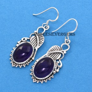 Natural Amethyst Earring,Silver Earring,Sterling Silver Earring,Purple Stone Earrings,Amethyst Earring,Amethyst Gemstone Earring