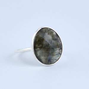 Labradorite Stacking Ring, Labradorite Ring, 925 Sterling Silver Ring, Labradorite Jewelry, Gemstone Ring, Silver Jewelry, Gift For Her