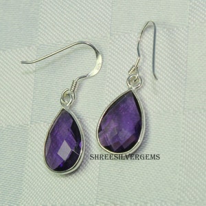 Amethyst Earring, Sterling Silver Earring, Drop Dangle Earring, Handmade Earring, Women Earring Gits Idea, Gift For Her, Anniversary Gift