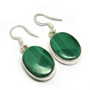 Malachite Earring,Silver Earring,Sterling Silver Earring,Green Stone Earrings,Malachite Earring,Malachite Gemstone Earring