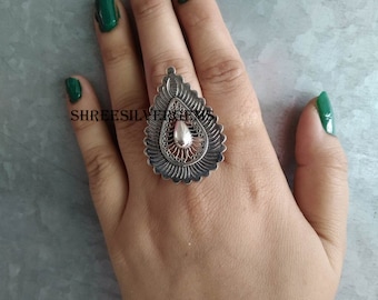 925 Sterling Silver Ring, Sterling Silver Ring, Pear Shape Ring, Handmade Silver Boho Ring, Plain Silver Ring, Wedding Ring Gift For Women