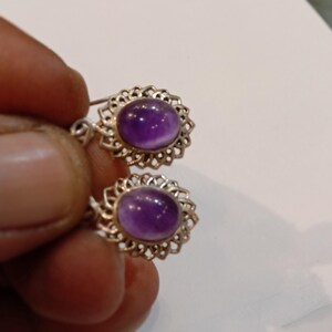 Amethyst Earrings, Pear Shape 5x7 MM Purple Gemstone, Handmade Designer Jewelry, 925 Sterling Silver, Dangle & Drop  Earring, Wedding Gift