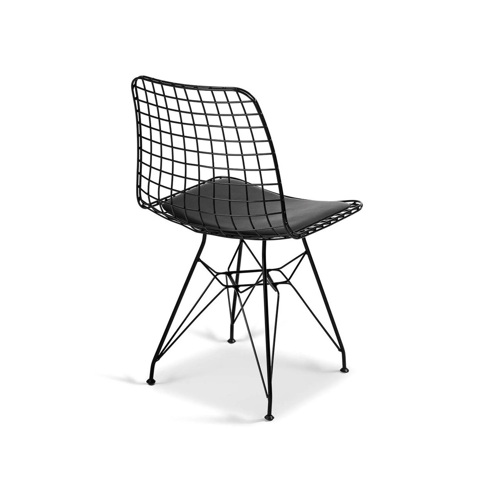 Wire Dining Chair Black Steel Seat With Soft Leather Pad Etsy UK