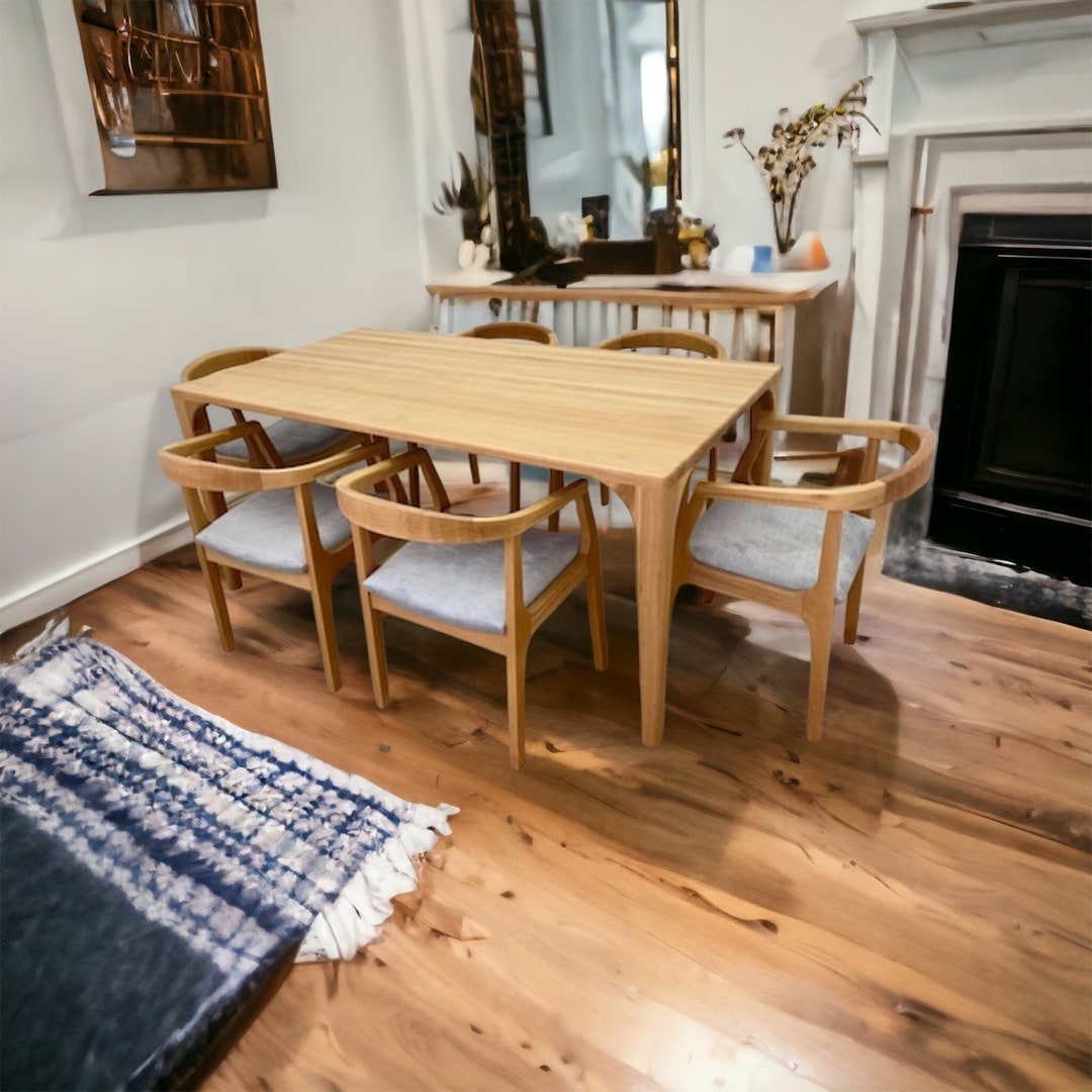 Natural Mid Century Dining Table Oak Wood Dining Table Etsy