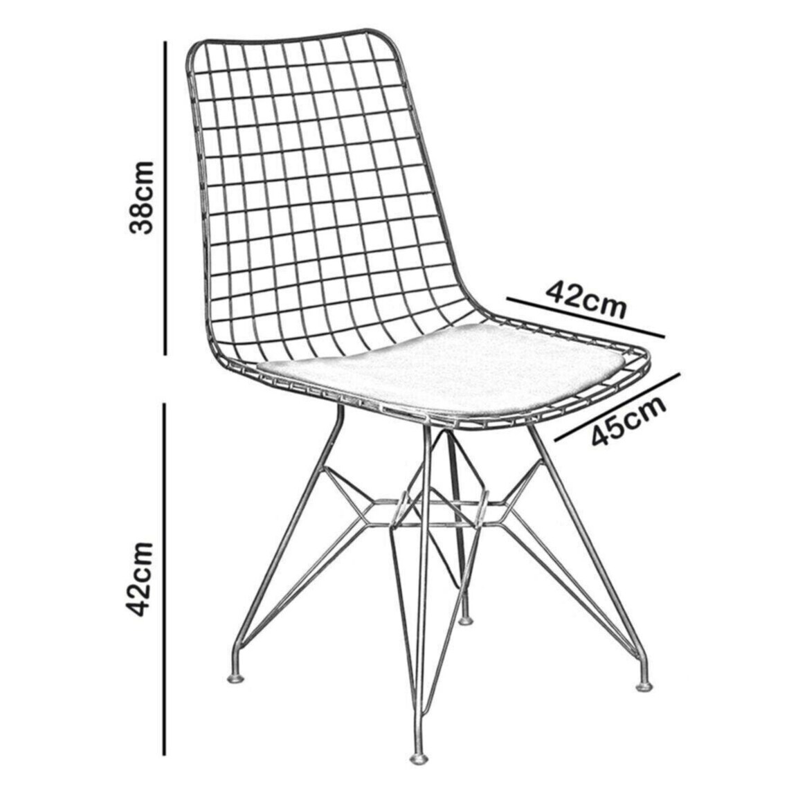 Wire Dining Chair Black Steel Seat With Soft Leather Pad Etsy