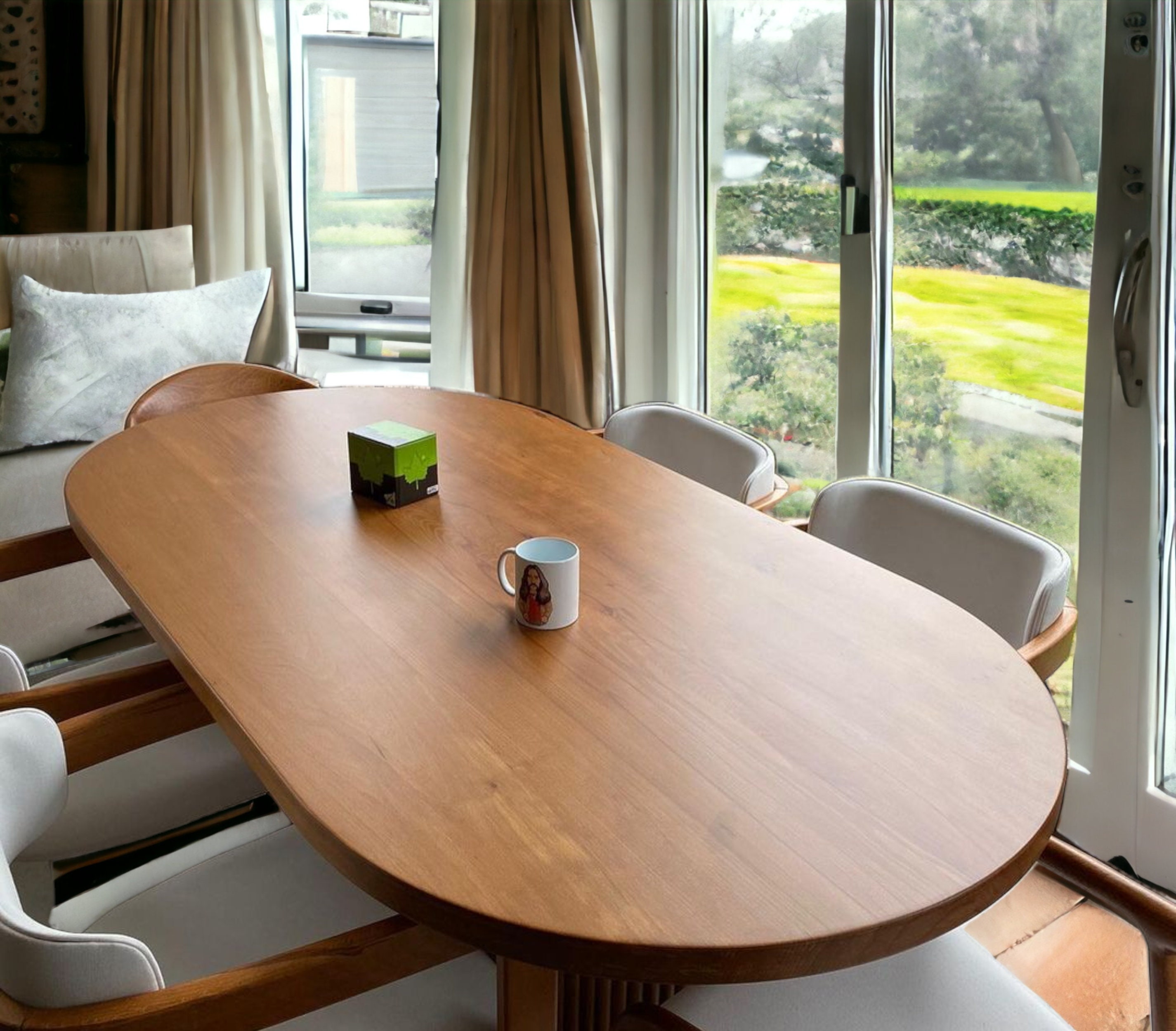 Japandi Style Oval Dining Table Handmade Elliptical Table Etsy UK