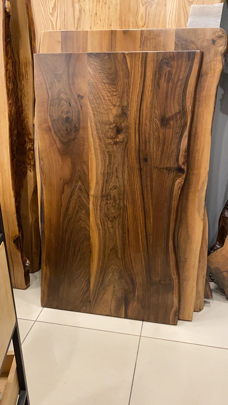 Live Edge Walnut Dining Table With Metal Legs Natural Etsy