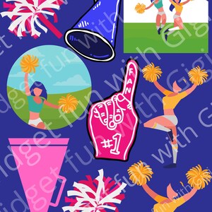 PNG Cheerleading stickers, PNG print and cut Cricut cheerleading stickers, cheer digital download stickers