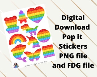 Pop it Stickers Download Digital download pop it stickers large pop it stickers on a 8x10 sheet