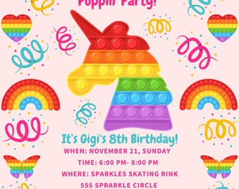 Customized Pop it Party Invitations Digital Printable Pop it Invitations Pop it Invites I will personalize the invites for you